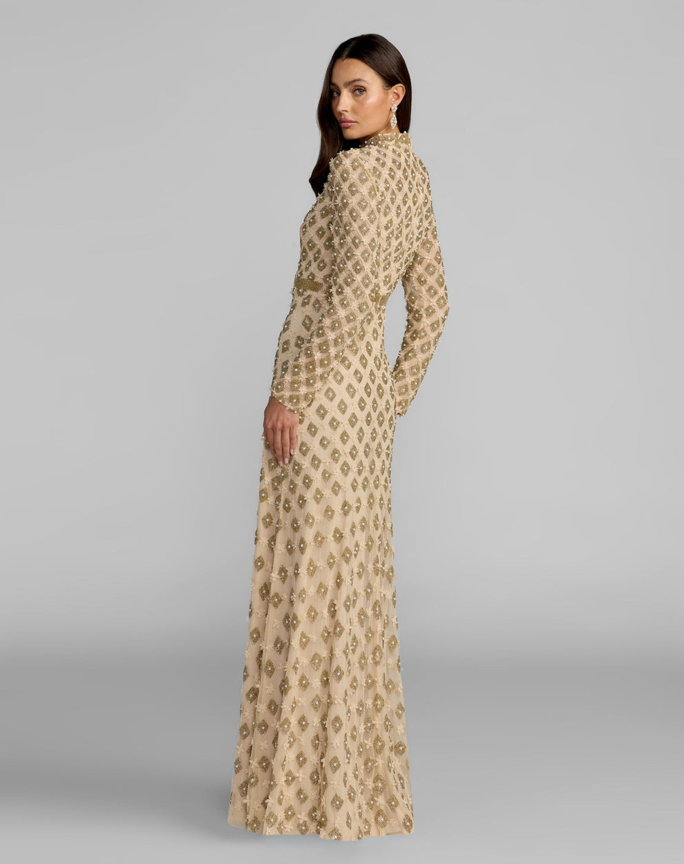 Crew High-Neck Floor-Length Sequin Evening Sheath Mac Duggal 23087