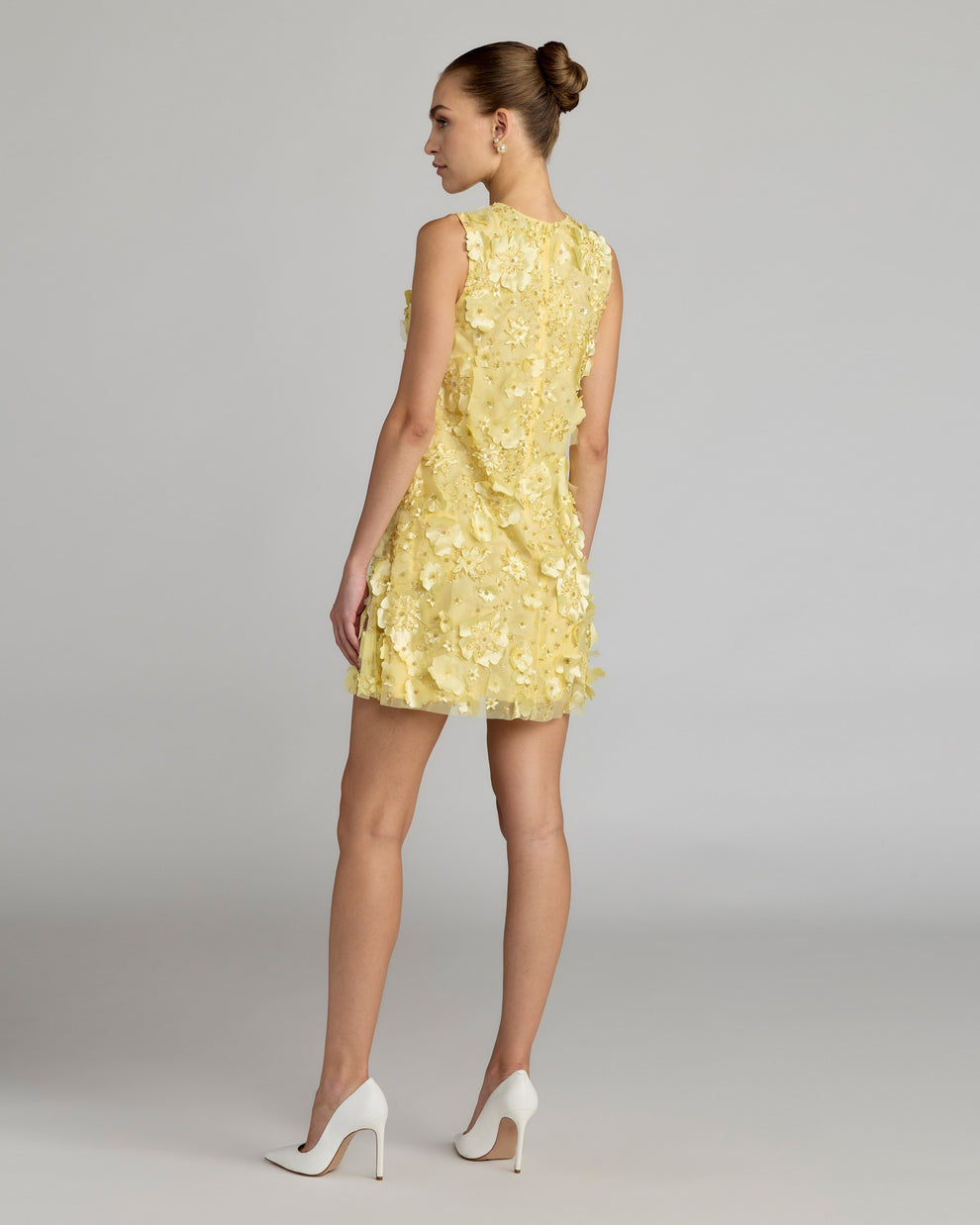 Cocktail Dresses Short 3D Floral Mini Cocktail Dress Mac Duggal 23108 Yellow