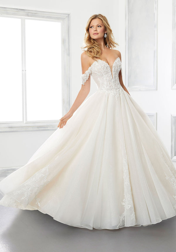 Long A Line Bridal Beaded Wedding Dress MGNY Madeline Gardner New York 2311