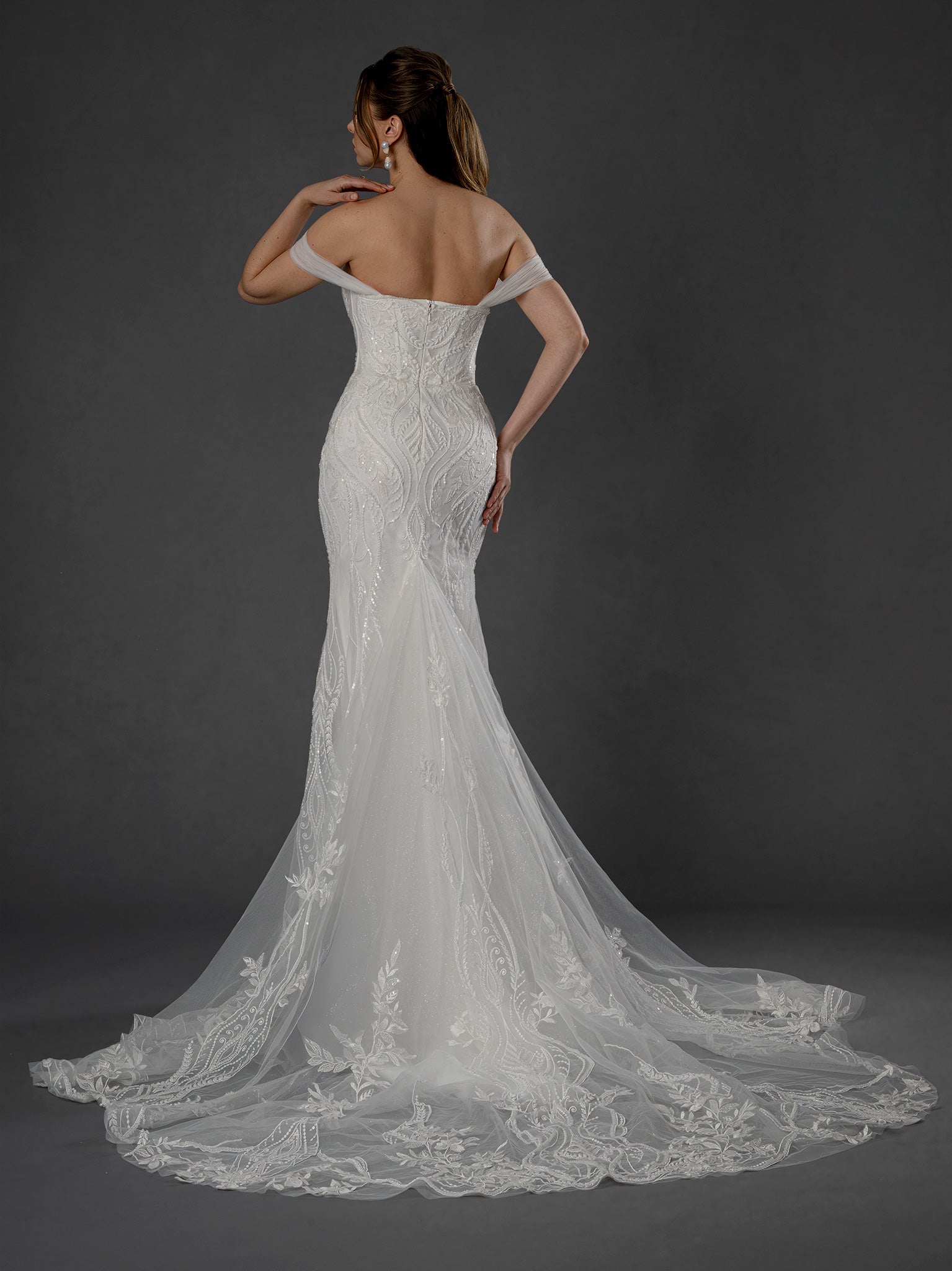 Wedding Dresses Long Mermaid Lace Sequin Wedding Dress Stella Couture 25557 Off White