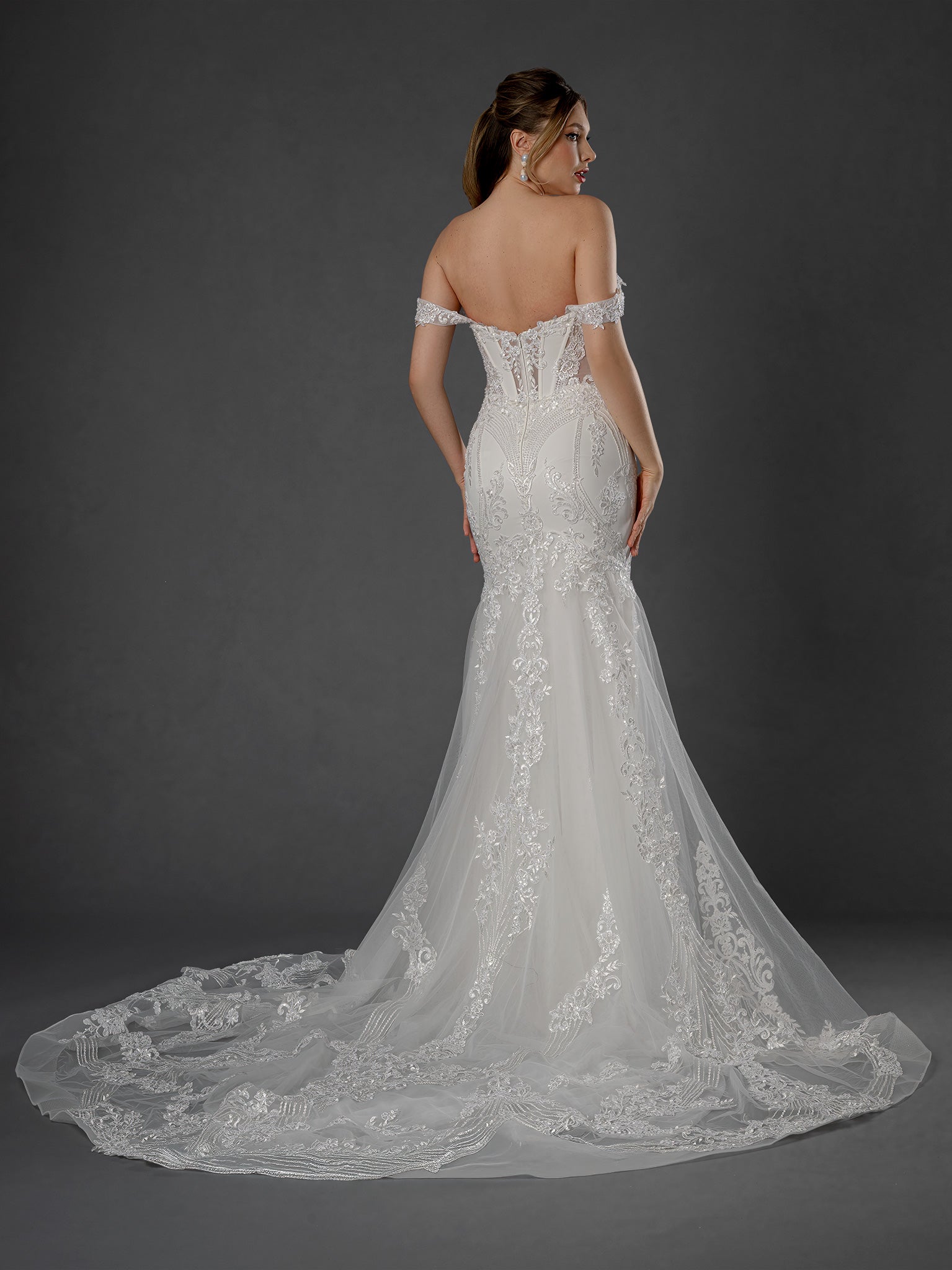 Wedding Dresses Floral Lace Long Mermaid Wedding Dress Stella Couture 25555 Off White
