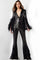 Pant Suit Long Sequin Two Piece Formal Pant Suit Black