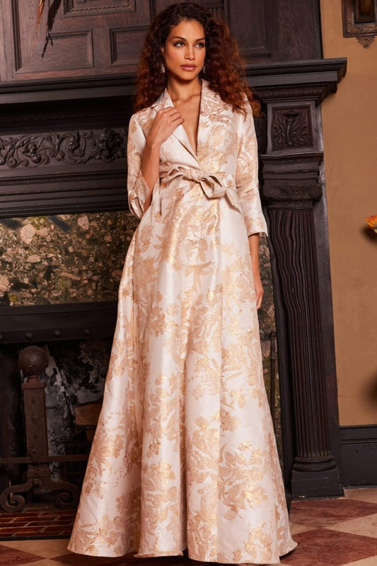 Formal Dresses Long A Line Pleated Print Formal Dress Gold