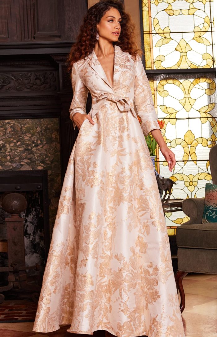 Formal Dresses Long A Line Pleated Print Formal Dress Gold