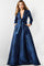 Formal Dresses Long A Line Pleated Print Formal Dress Navy