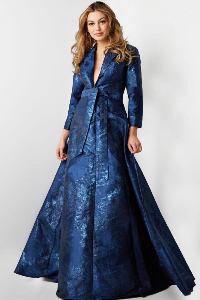 Formal Dresses Long A Line Pleated Print Formal Dress Navy