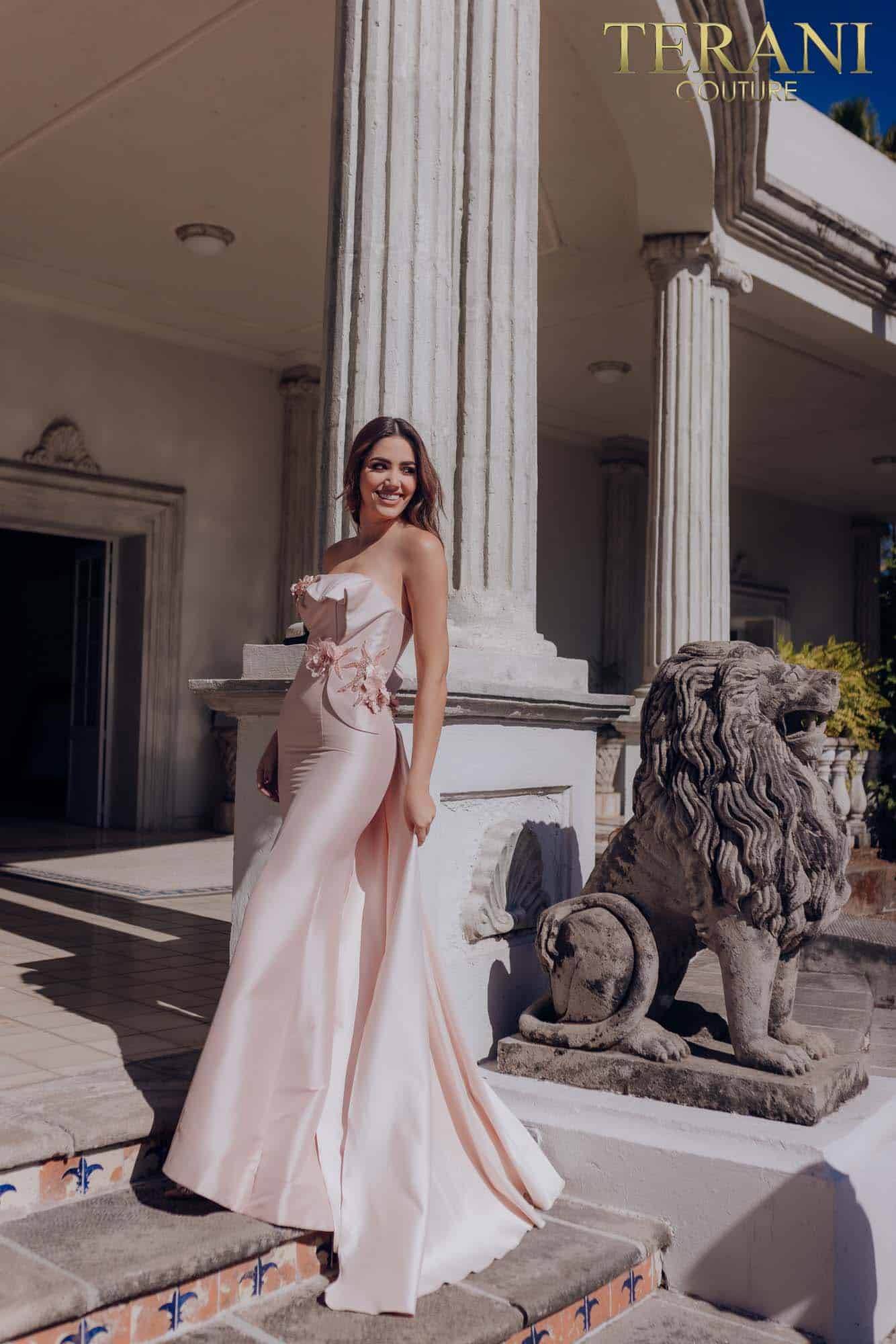 Formal Dresses Long 3D Floral Prom Formal Mermaid Dress Rose Blush