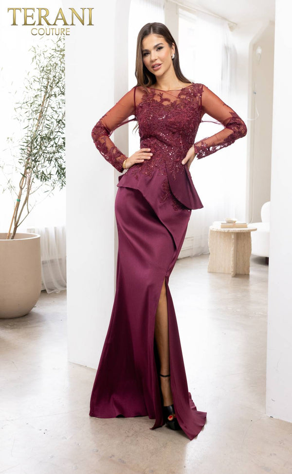 Terani Couture 231M0482 Long Sleeve Mother of the Bride Formal Dress