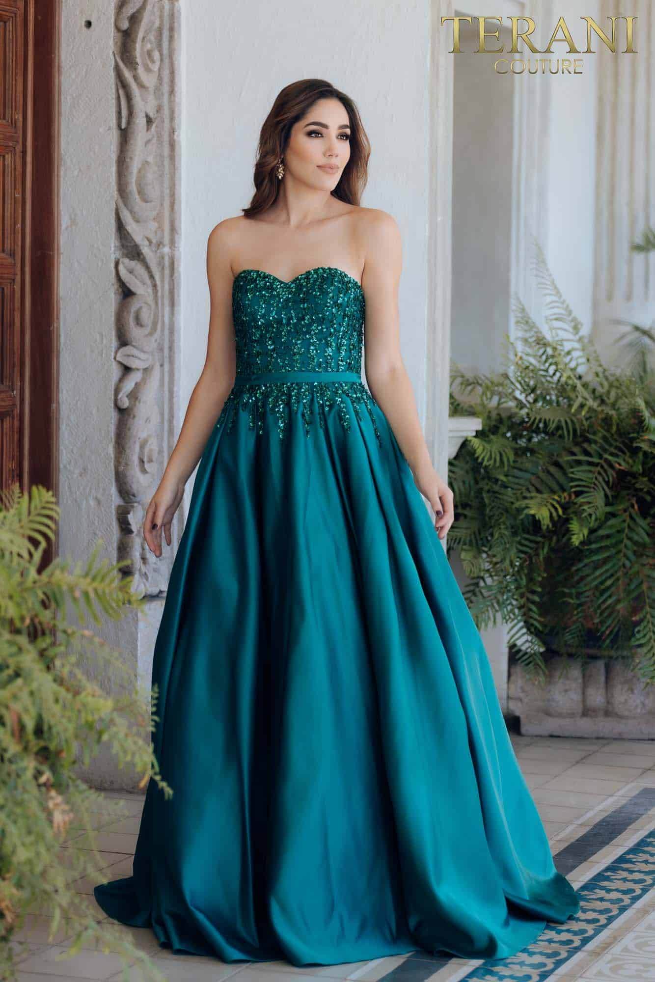 Prom Dresses Long Formal Prom A Line Beaded Dress Emerald
