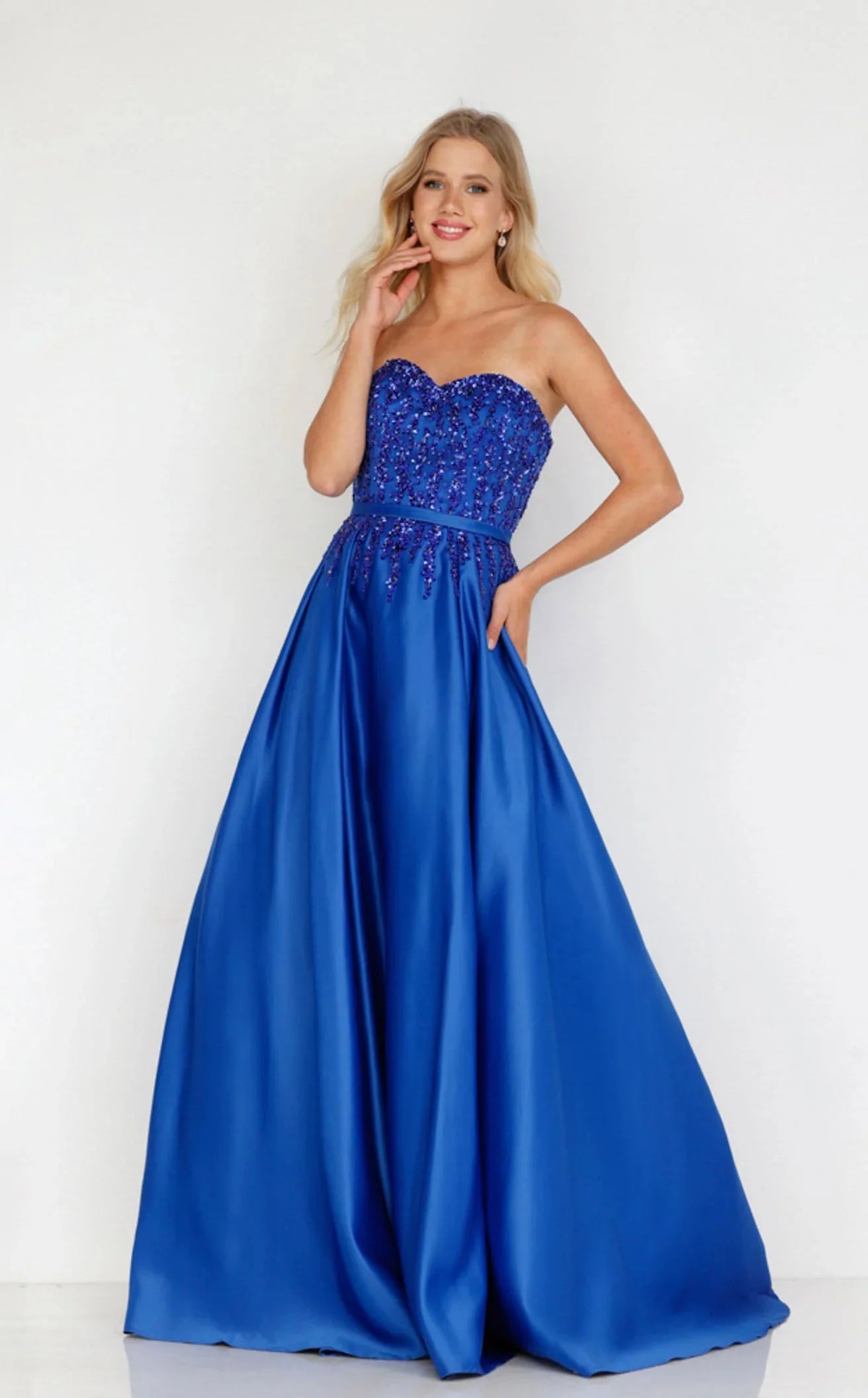 Prom Dresses Long Formal Prom A Line Beaded Dress Royal