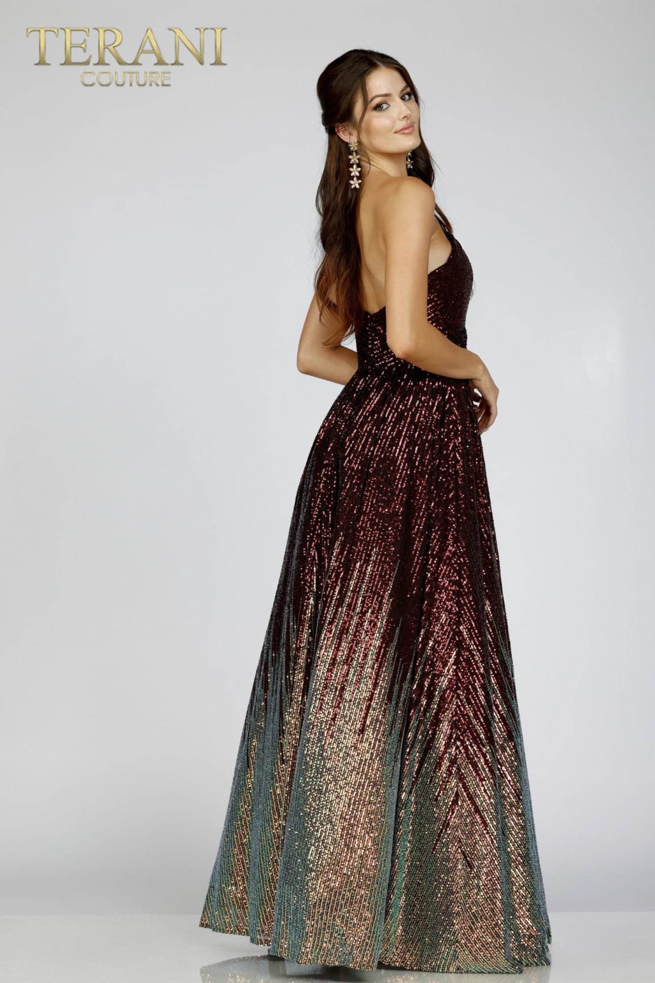 Terani Couture 231P0024 Two Tone Long Formal Sequin A Line Prom Dress