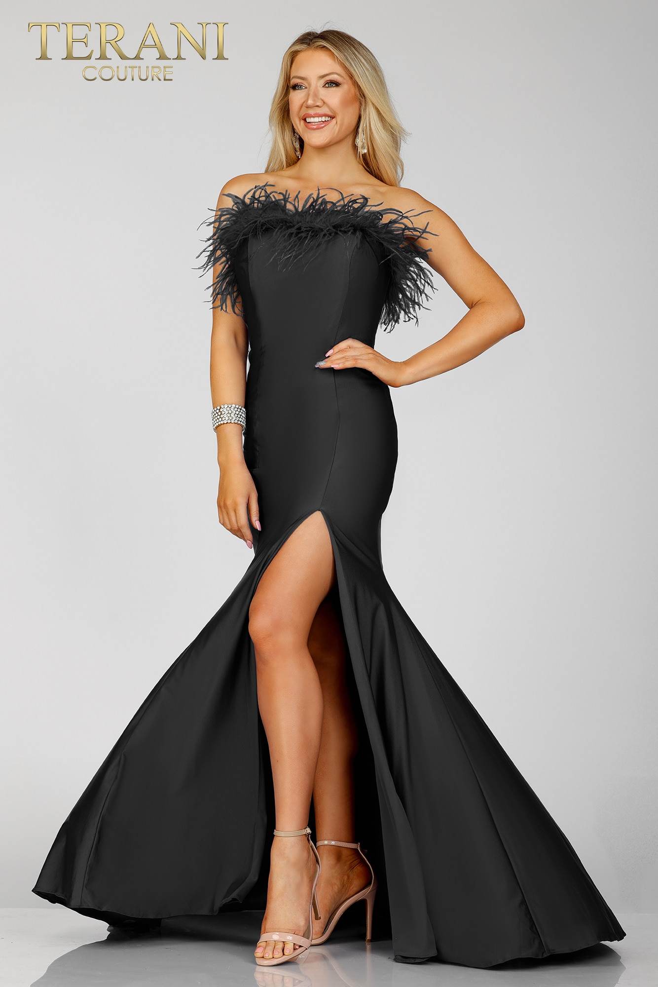 Formal Dresses Long Formal Prom Feather Mermaid Dress Black
