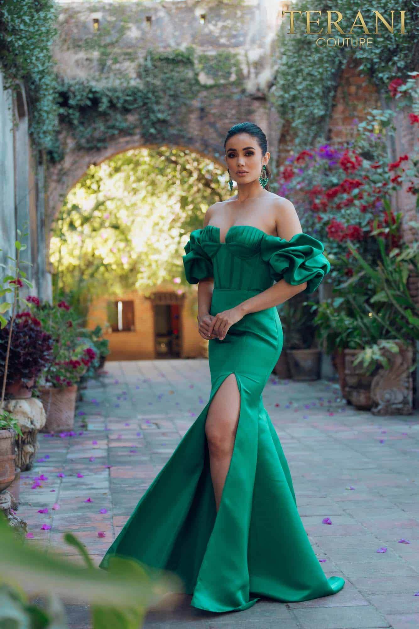 Prom Dresses Long Ruffle Formal Prom Dress Emerald