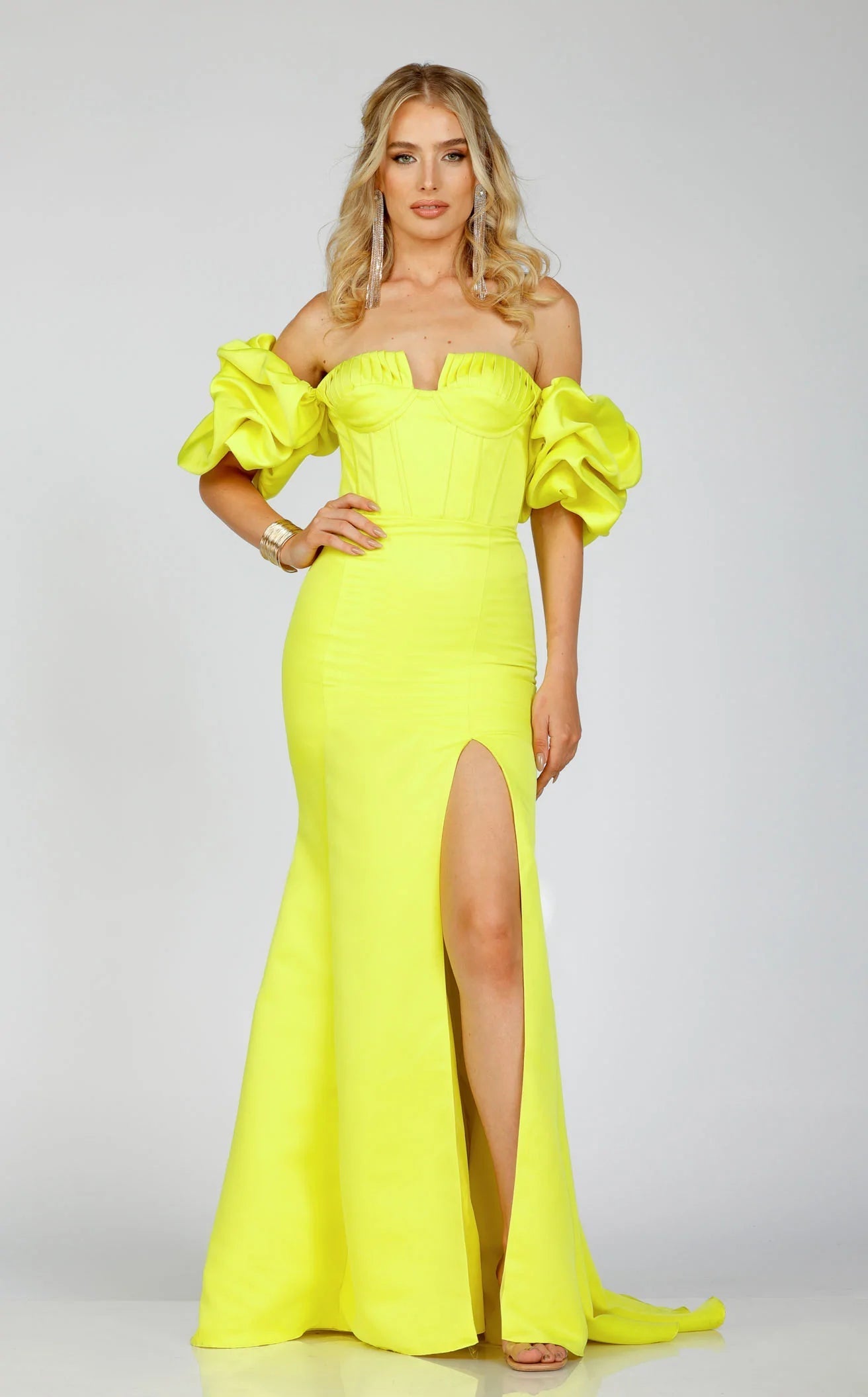 Prom Dresses Long Ruffle Formal Prom Dress Citrine