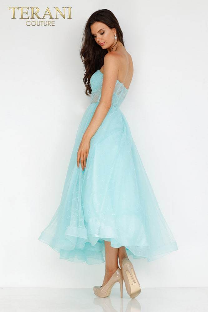 Terani Couture 231P0534 Tea Length Corset A Line Prom Dress