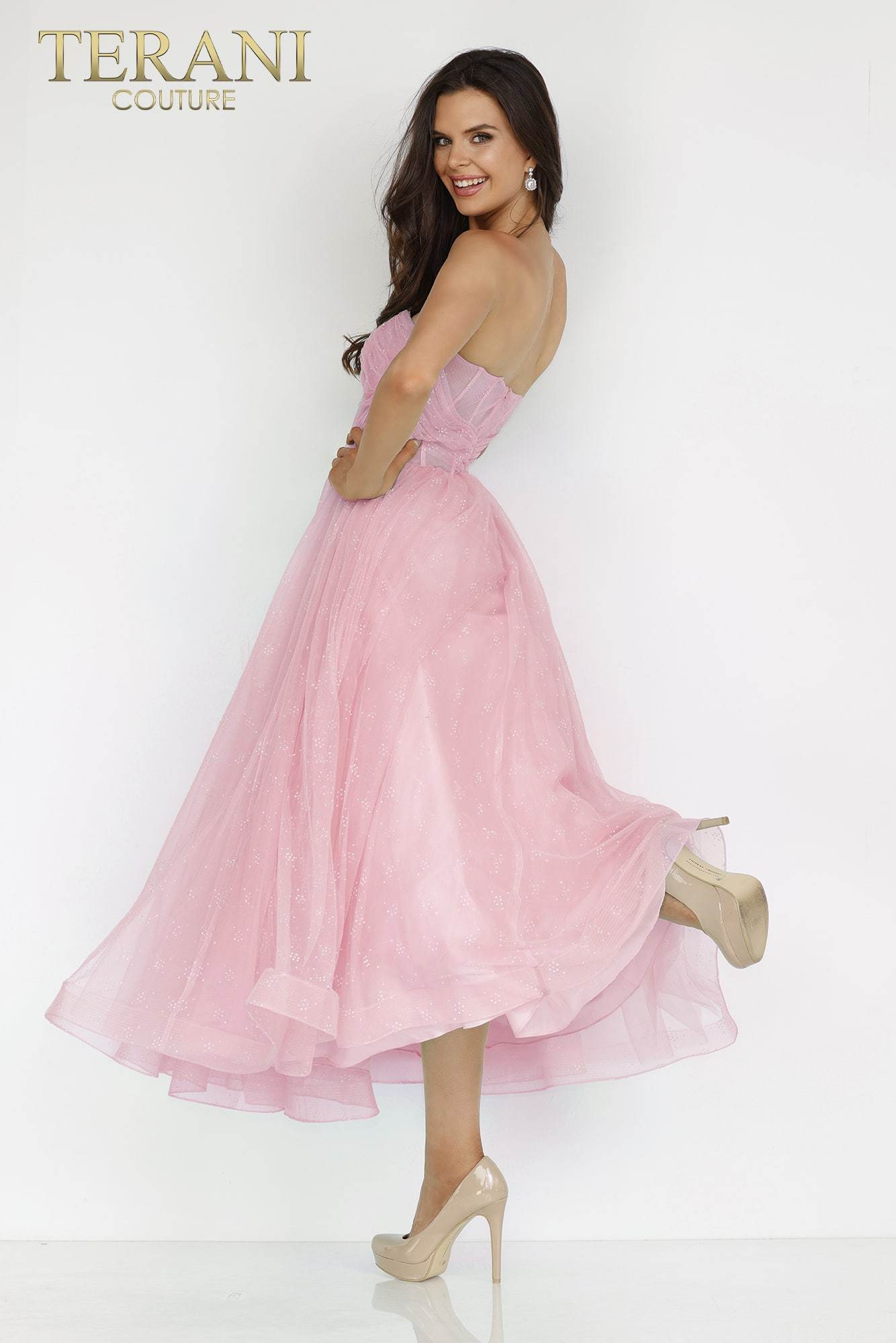Terani Couture 231P0534 Tea Length Corset A Line Prom Dress