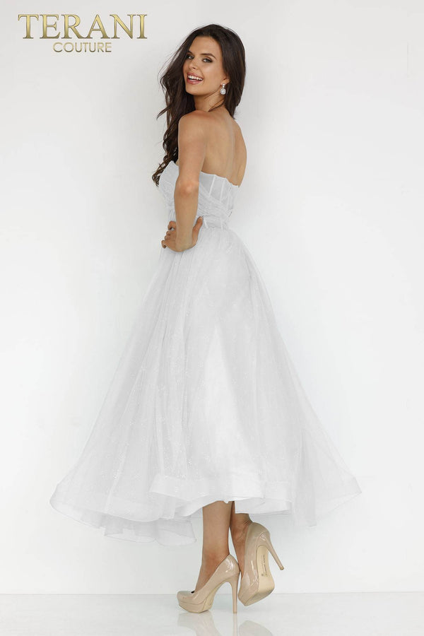 Wedding Dresses A Line Long Corset Tea Length Wedding Dress Ivory