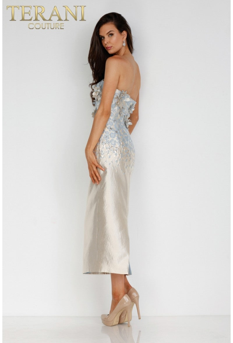 Terani Couture 231C0212 Short Cocktail Prom 3D Floral Tea Length Dress