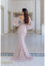 Formal Dresses Long Sleeve Prom Formal Floral Beaded Dress Blush