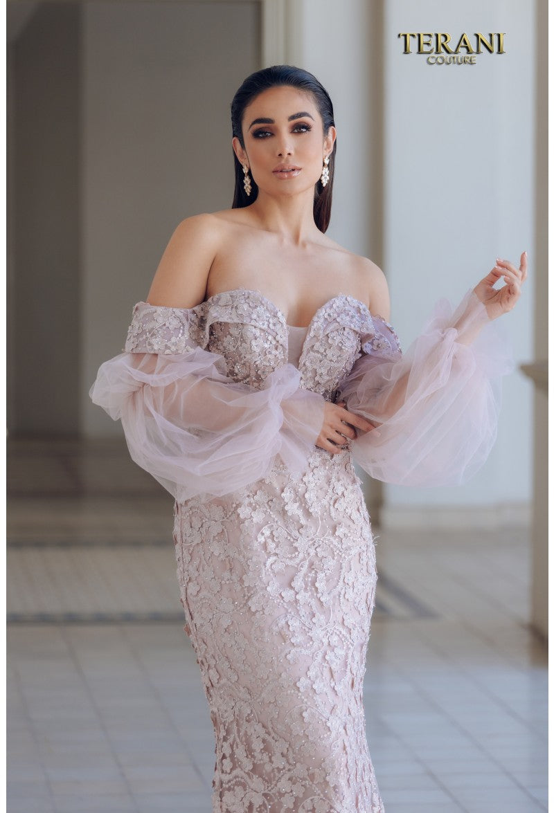 Terani Couture 231E0515 Long Formal Floral Beaded Evening Dress