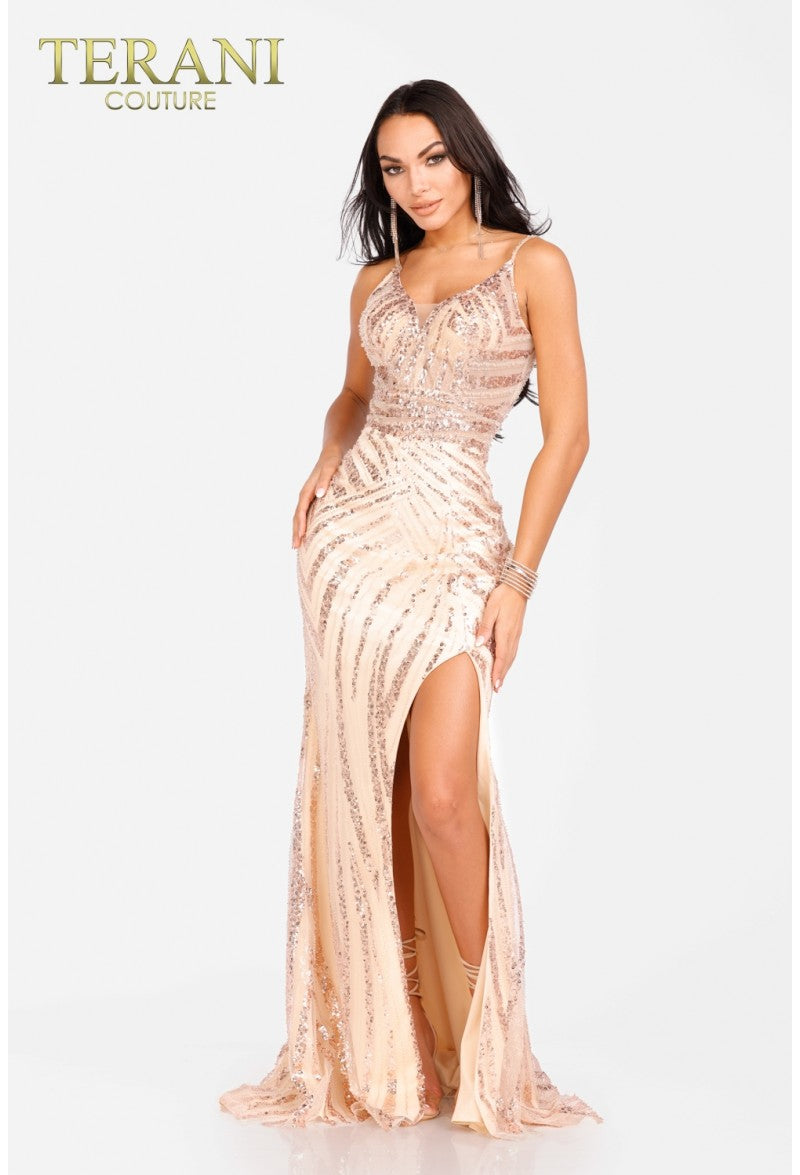 Terani Couture 231E0516 Long Sequin Prom Formal Fitted Dress