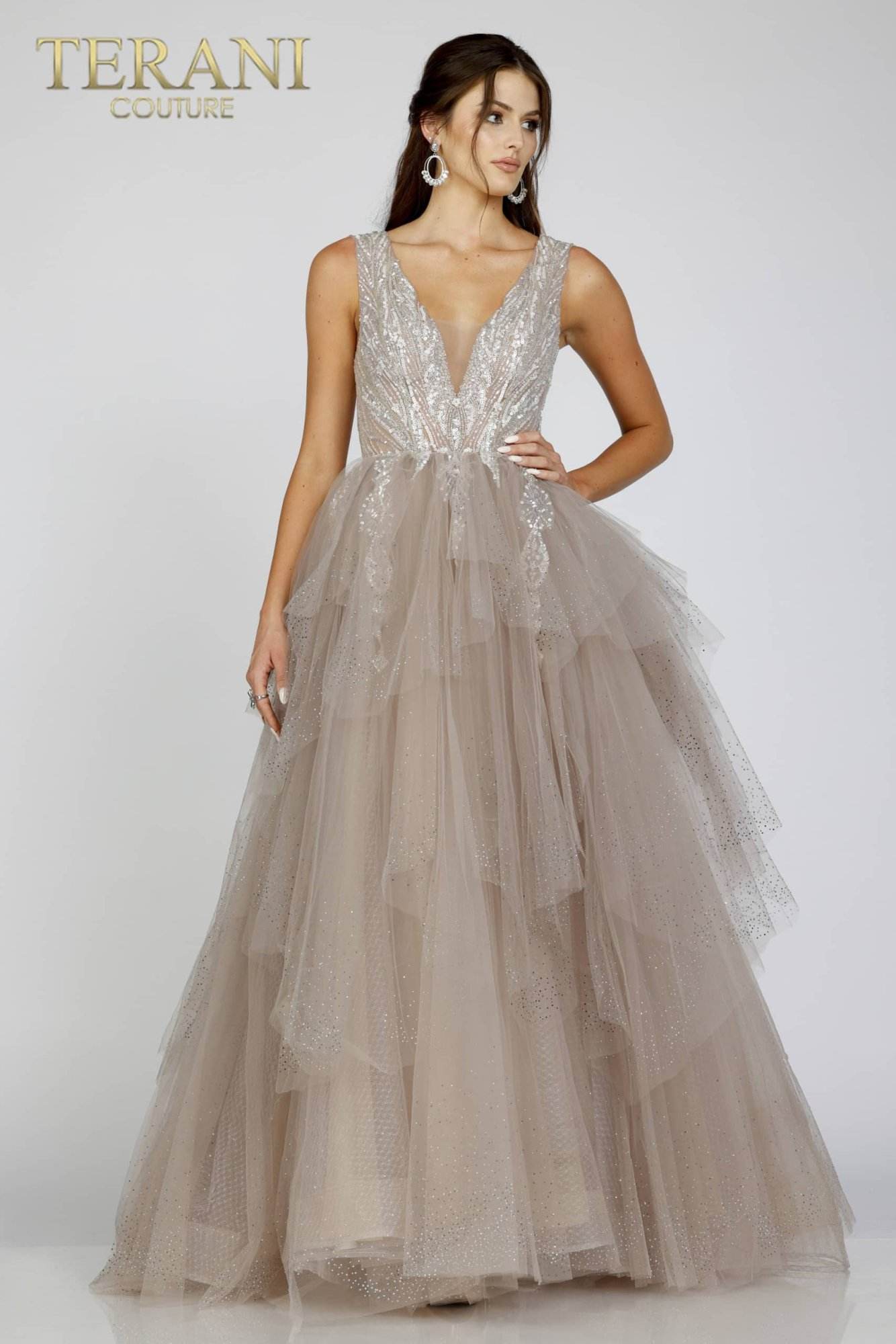 Prom Dresses Long Glitter Layered Prom Formal A Line Dress Mauve