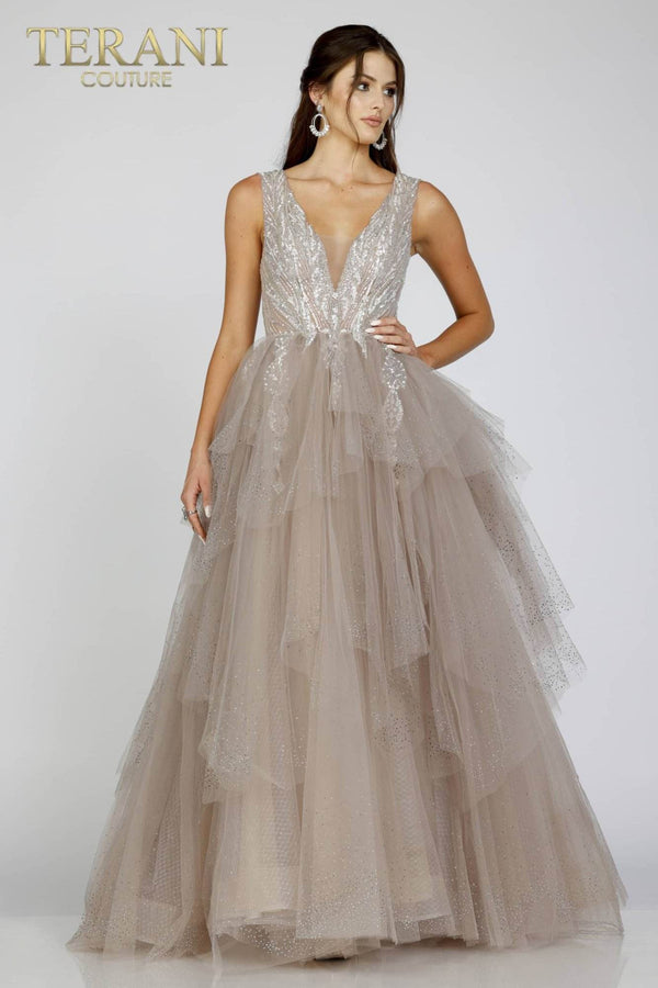 Terani Couture 231E0610 Long Glitter Formal Prom A Line Dress
