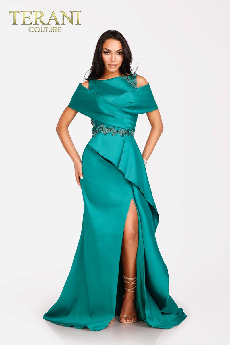 Formal Dresses Long Formal Beaded Fitted Evening Dress Emerald
