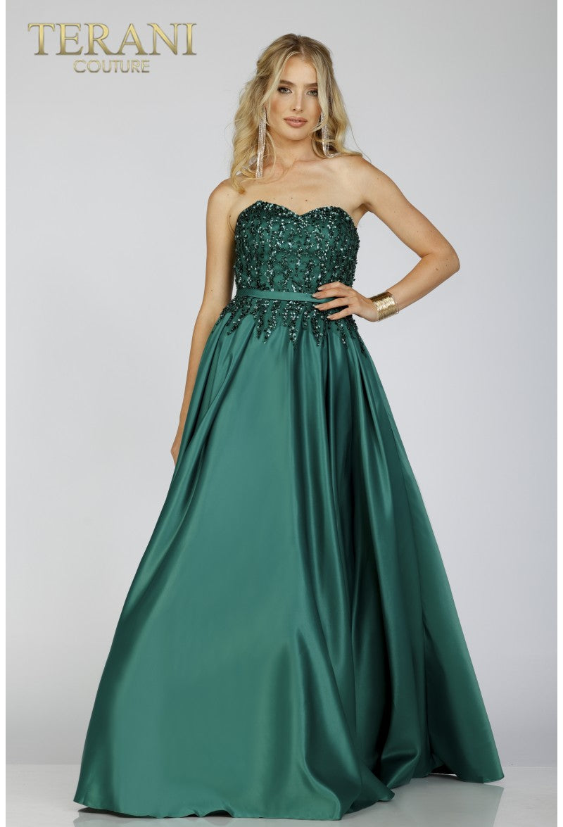 Terani Couture 231P0012 Long Formal Prom A Line Beaded Dress