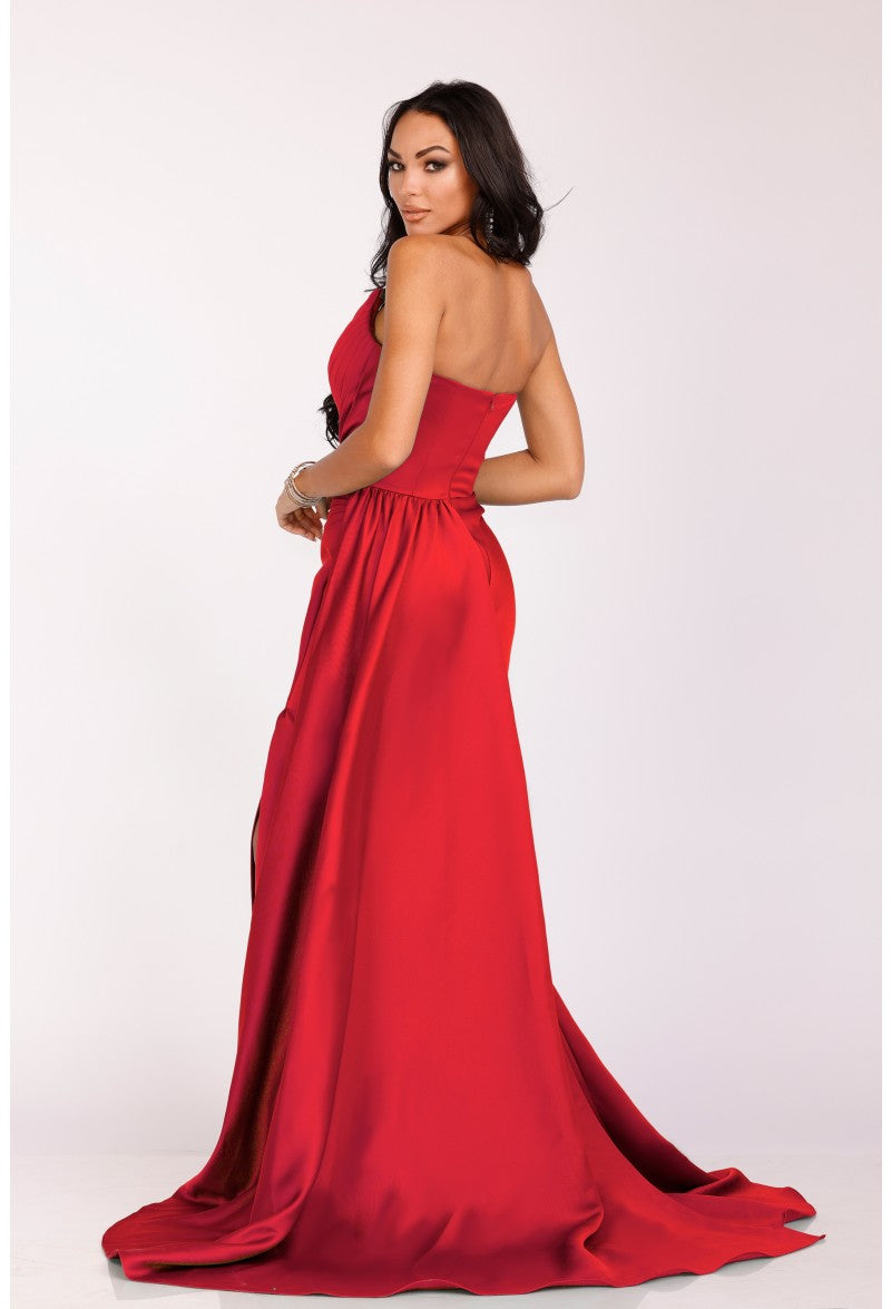 Prom Dresses Long Formal Prom Pleated Bodice Dress Red
