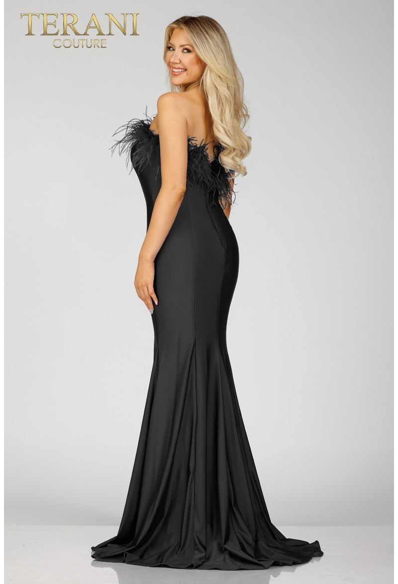 Terani Couture 231P0067 Long Formal Prom Feather Mermaid Dress