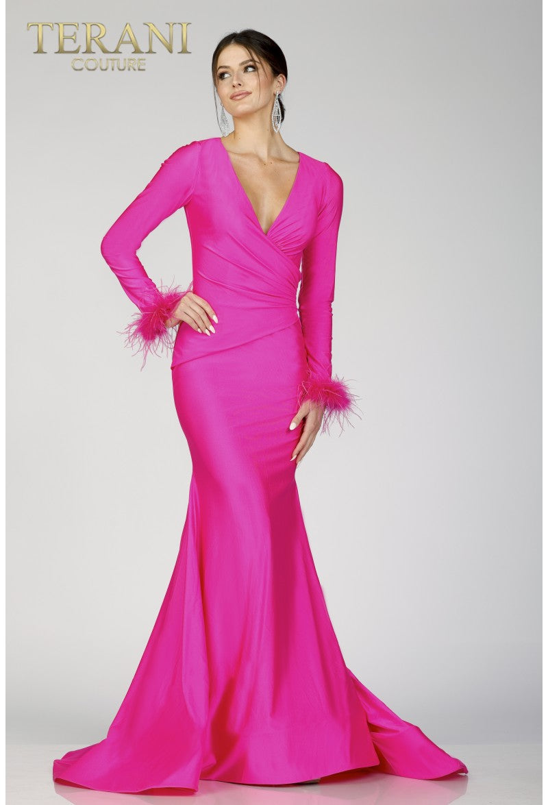 Terani Couture 231P0074 Long Sleeve Formal Mermaid Dress