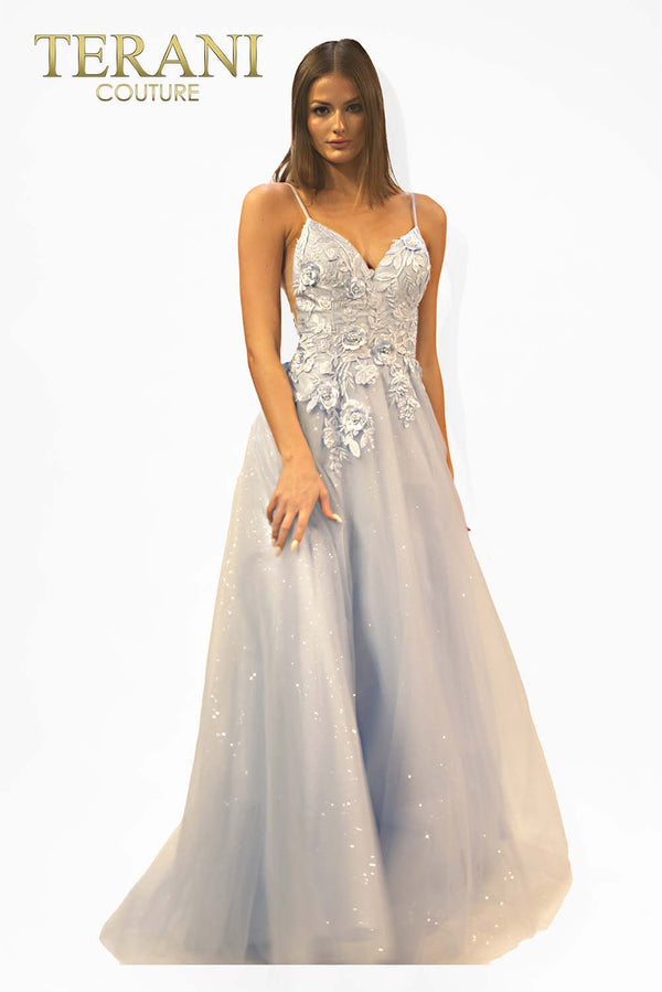 Terani Couture 231P0102 Long Formal A Line Glitter Prom Dress
