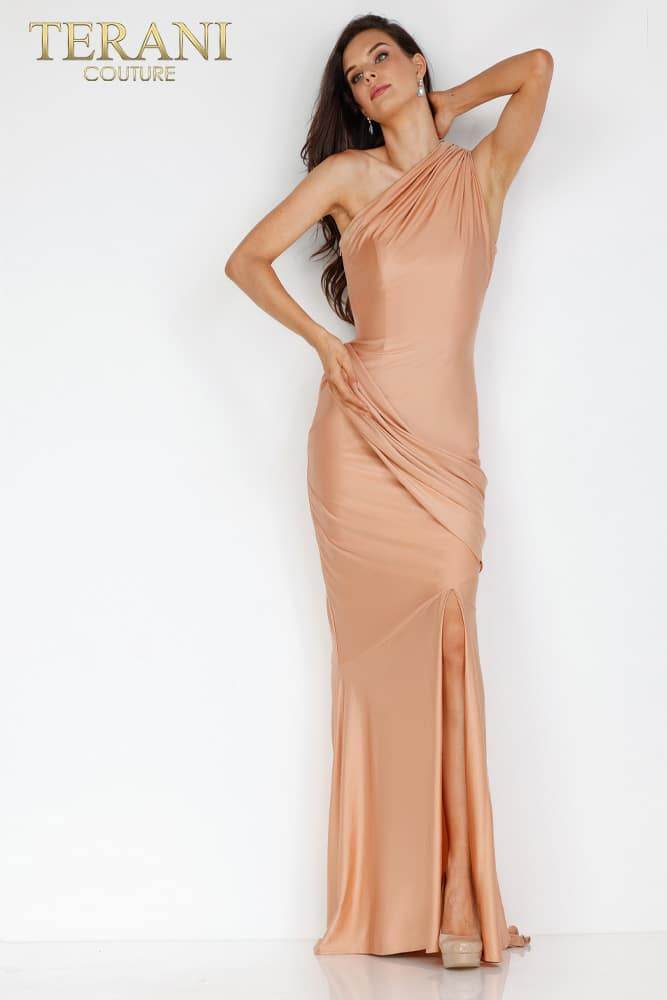 Terani Couture 231P0134 Slit Long Formal Fitted Prom Dress