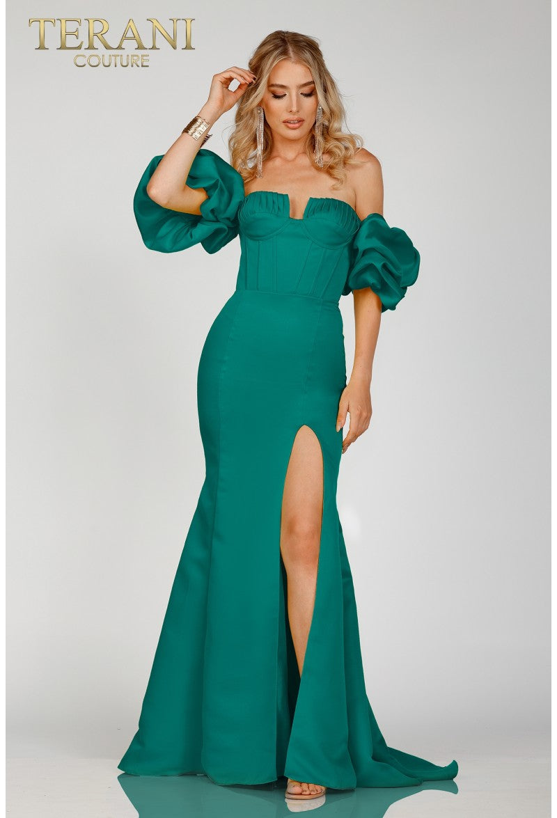 Terani Couture 231P0181 Long Ruffle Formal Prom Dress