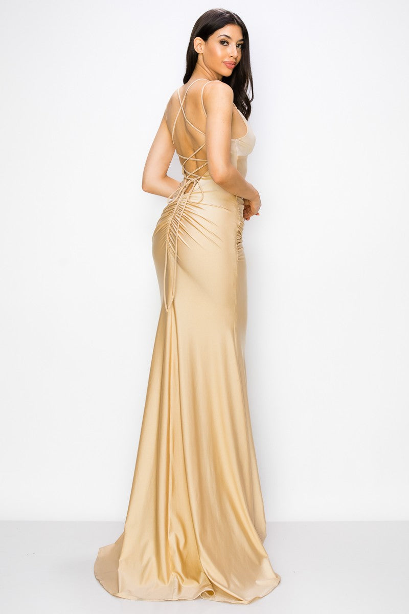 Prom Dresses Long Fitted Formal Prom Dress Champagne