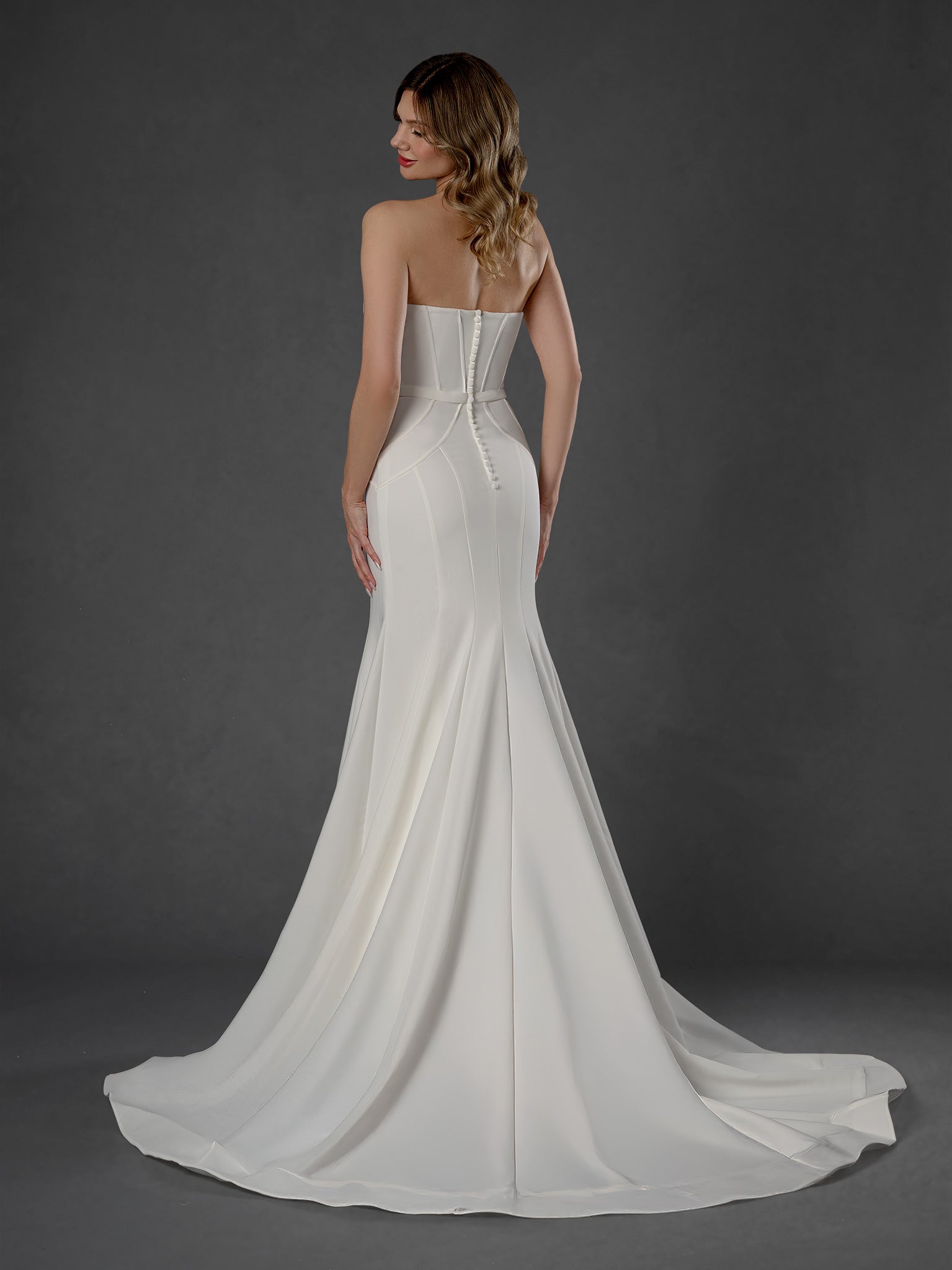 Wedding Dresses Long Corset Fitted Bridal Wedding Dress Stella Couture 25852 Off White