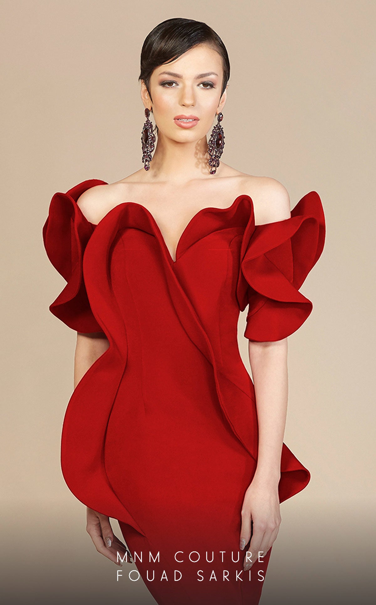 MNM Couture 2328 Long Mermaid Peplum Formal Evening Dress