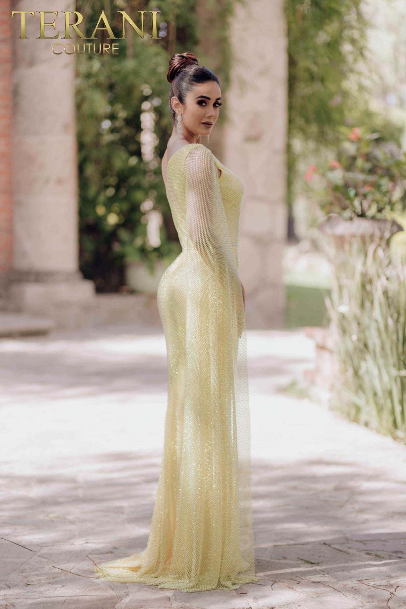 Formal Dresses Long Cape Formal Prom Dress Yellow