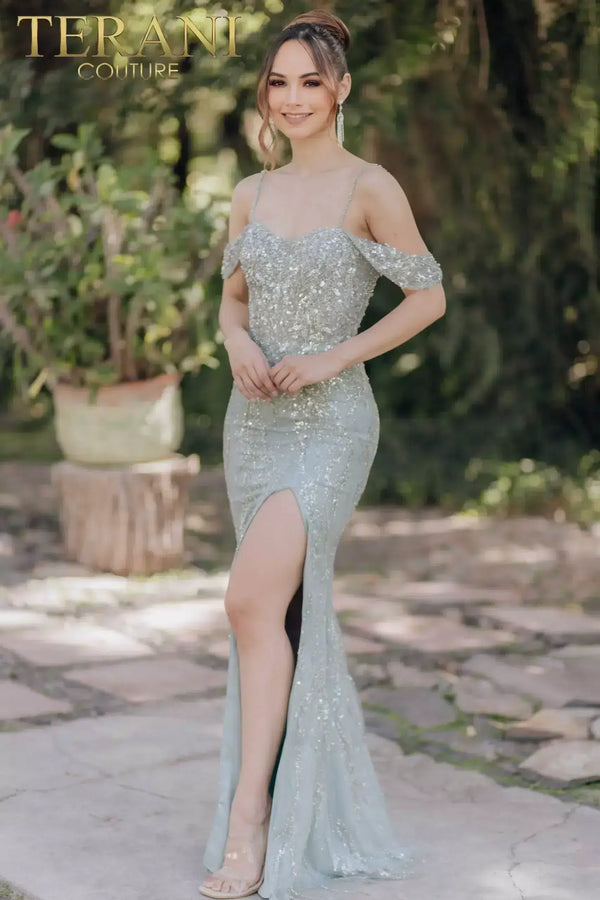 Terani Couture 232E1215 Long Fitted Formal Prom Beaded Dress