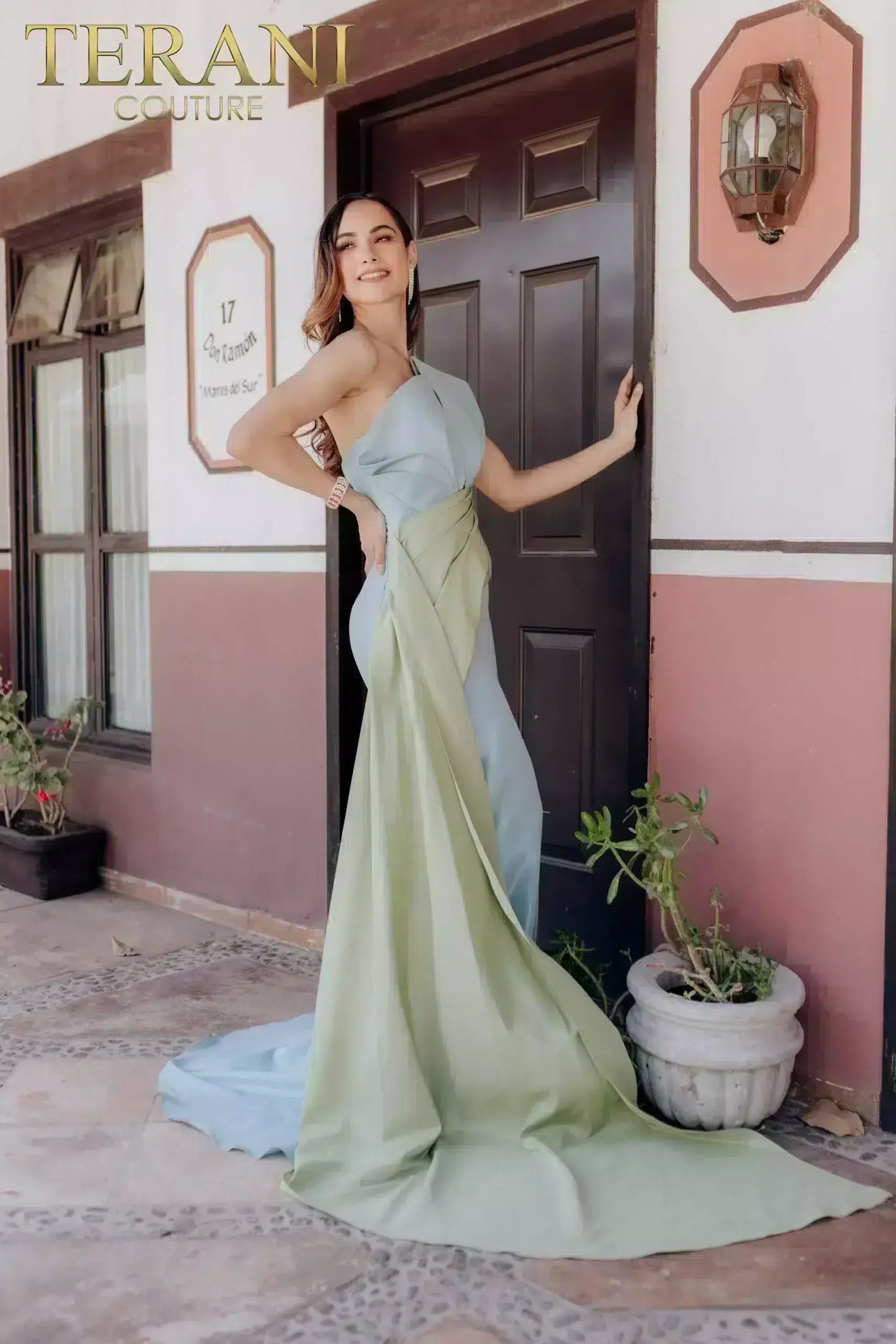 Formal Dresses Long Formal Prom Two Tone Dress Mist Sage
