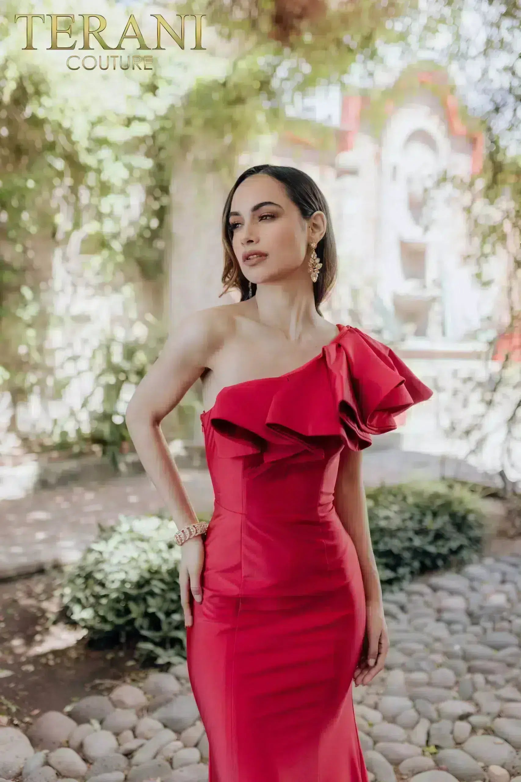 Formal Dresses Long Formal Prom Fitted Ruffle Mermaid Dress Red