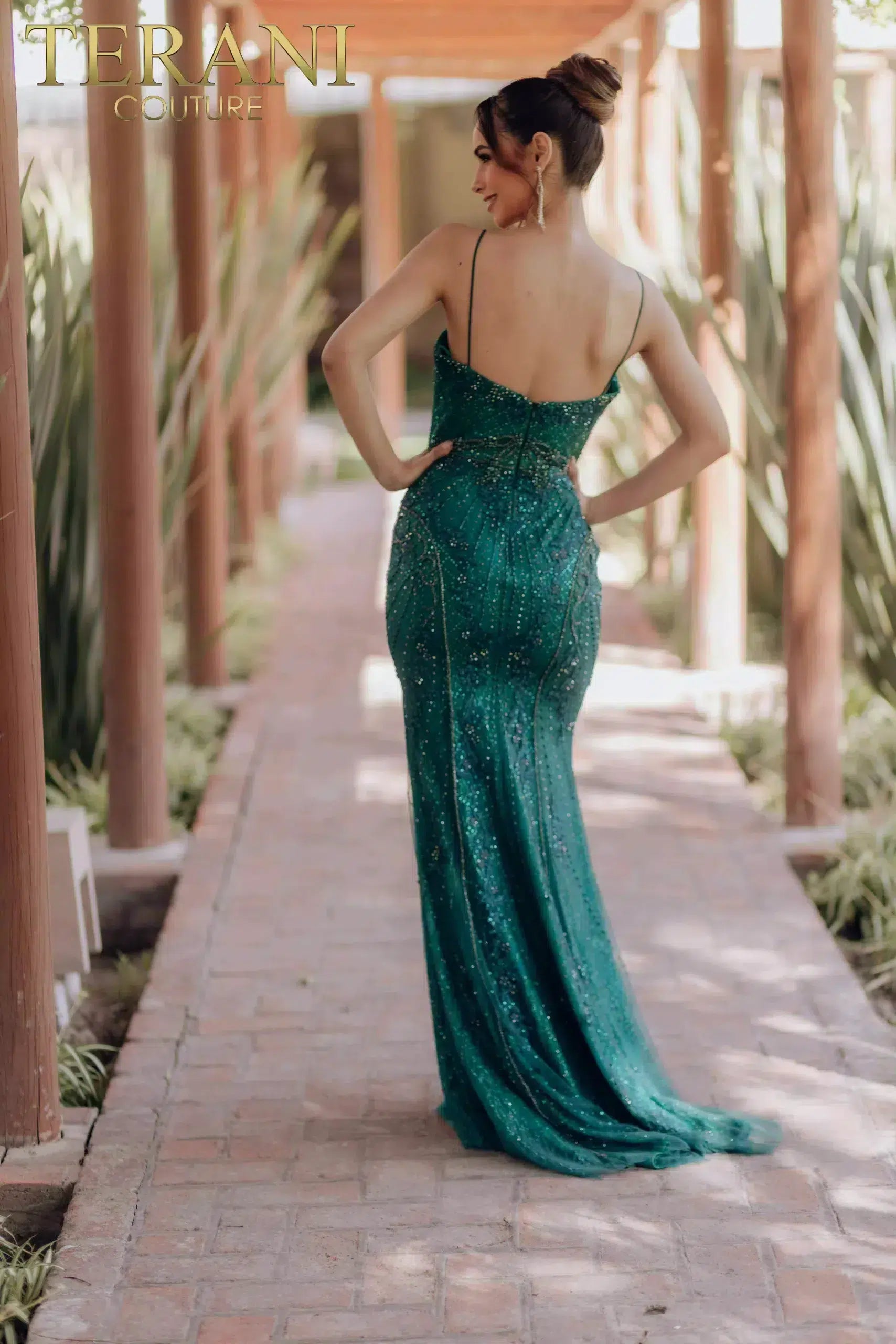 Prom Dresses Long Beaded Formal Prom Fitted Dress Emerald