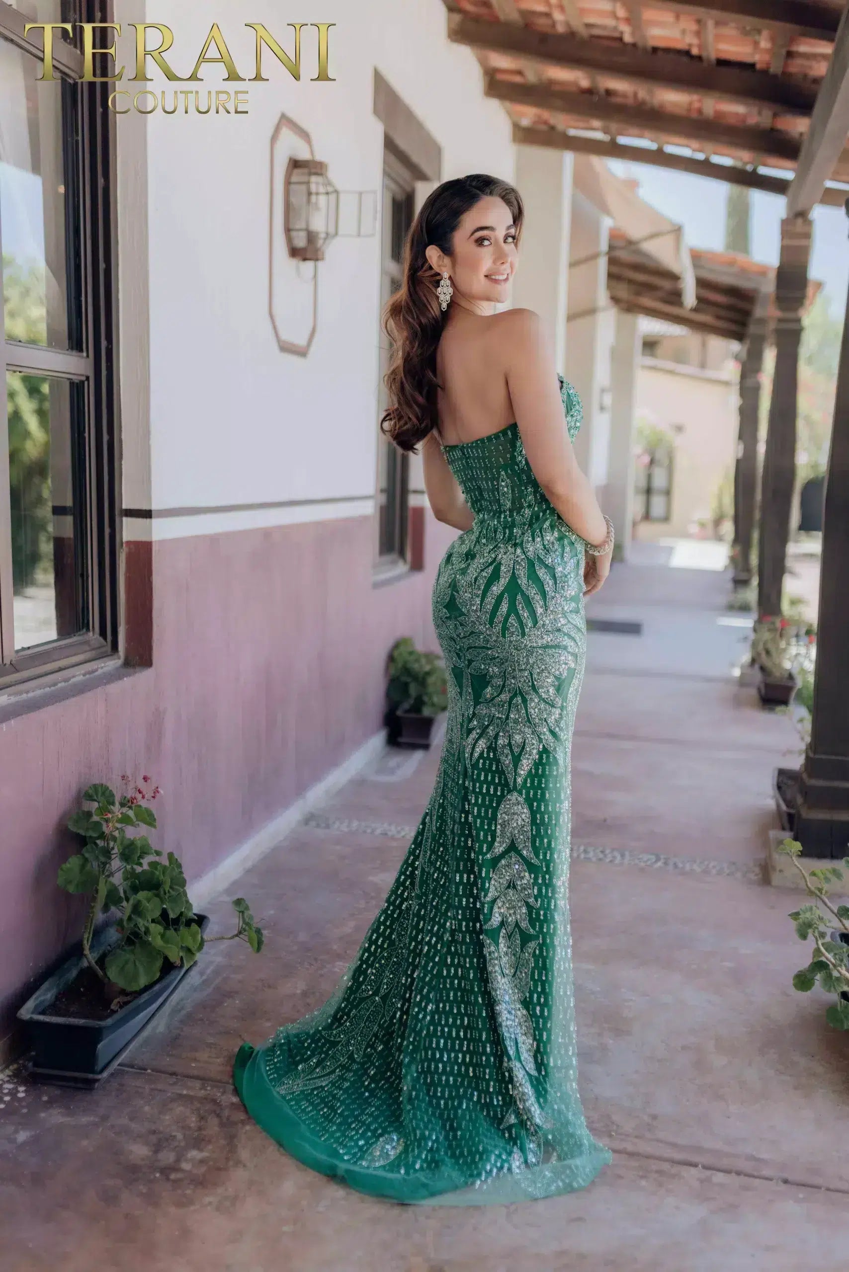 Terani Couture 232GL1442 Beaded Corset Long Mermaid Formal Prom Dress