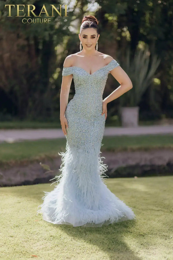 Terani Couture 232GL1478 Prom Beaded Long Mermaid Formal Dress