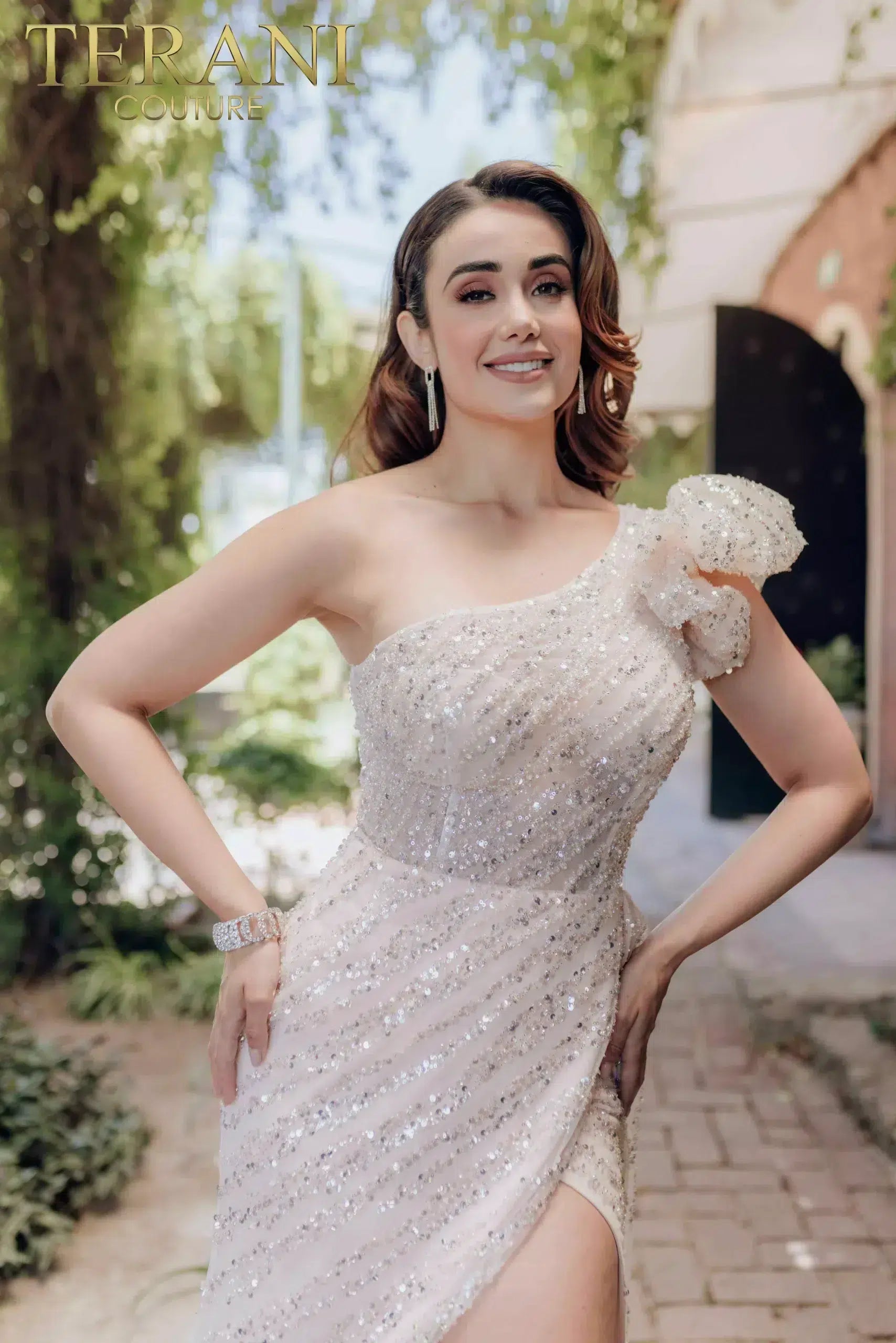 Formal Dresses Long Formal Prom Sequin Ruffle Dress Cream