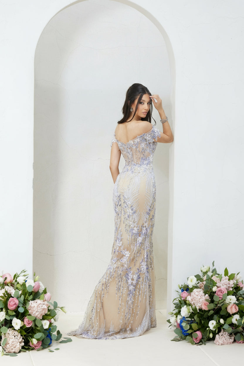 Formal Dresses Trumpet Long Evening Dress Cream Nude