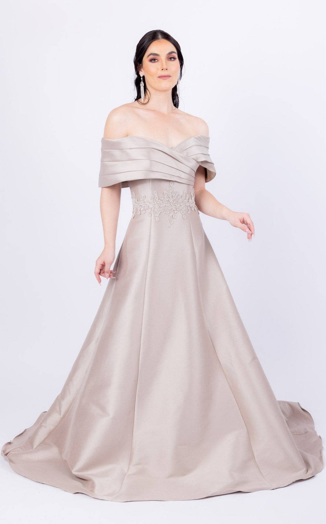 Formal Dresses Long Formal Pleated Ball Gown Taupe