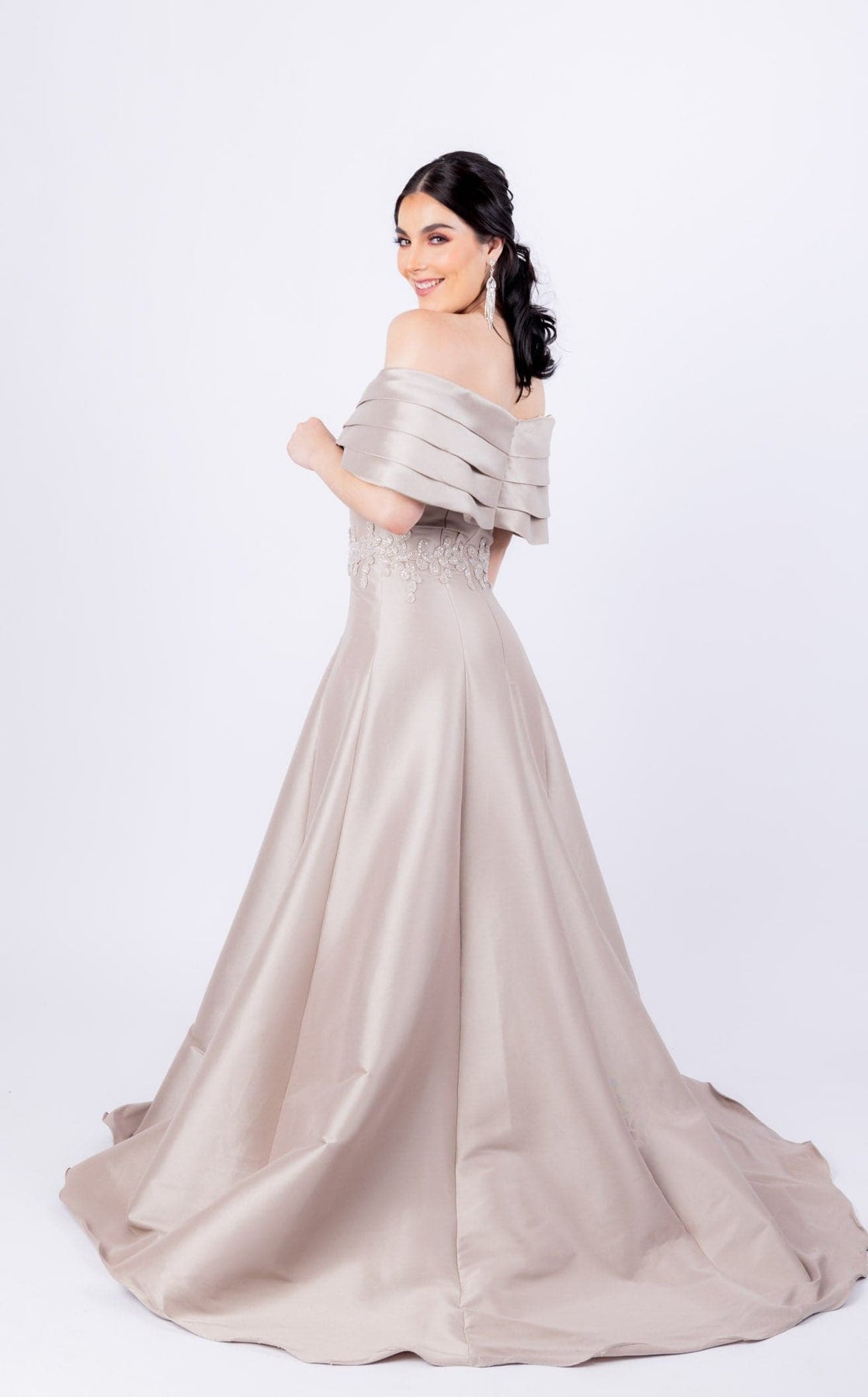 Formal Dresses Long Formal Pleated Ball Gown Taupe