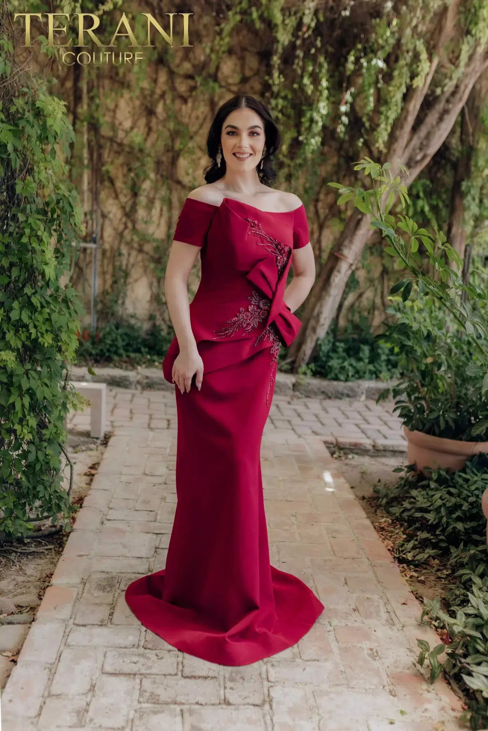 Mother of the Bride Dresses Long Formal Prom Beaded Mermaid Dress Wine